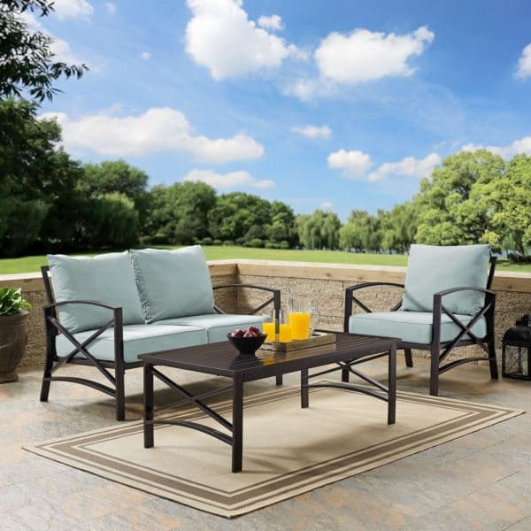 Kaplan 3Pc Outdoor Loveseat Patio Furniture Set