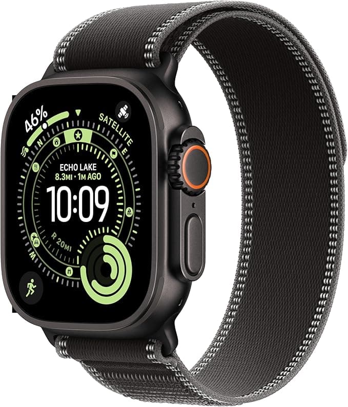 Apple Watch Ultra 3 GPS + Cellular 49mm Black Titanium Case with Black/Charcoal Trail Loop - M/L