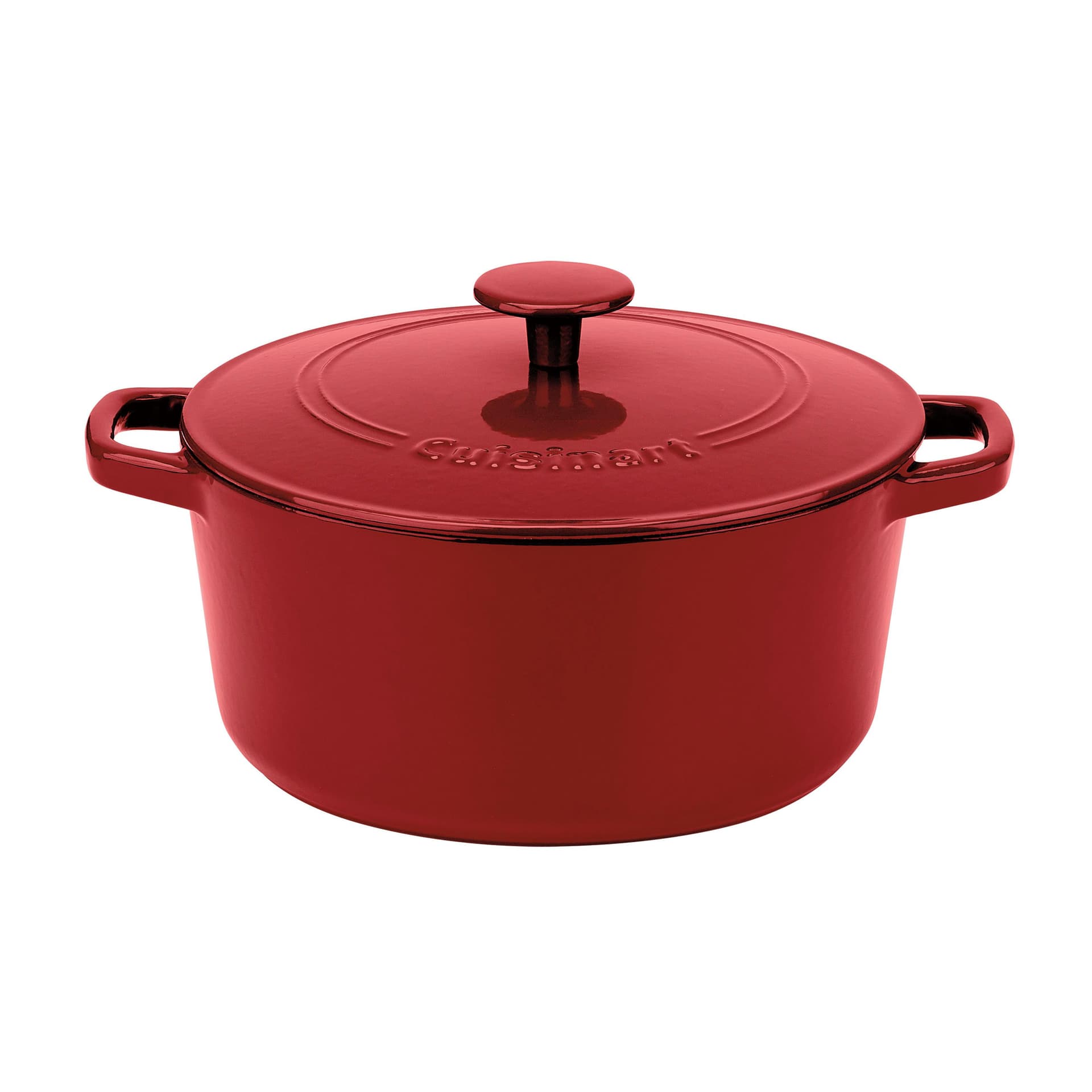 Enameled Cast Iron 5 Qt. Round Covered Casserole-Red