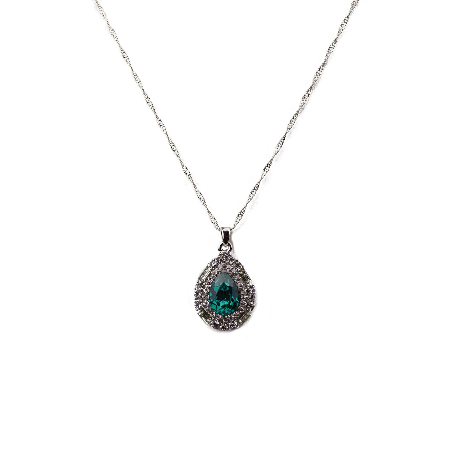 Art Deco Pendant Necklace in Aqua