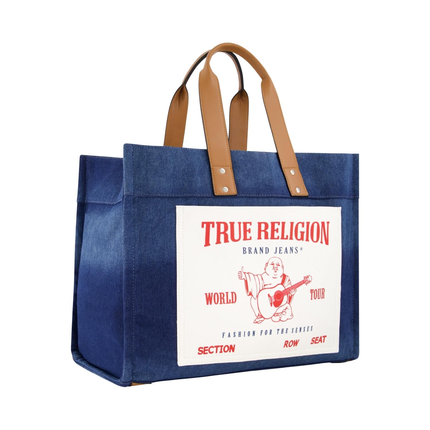 Washed Navy Denim Tote Size 13.5"x18"x