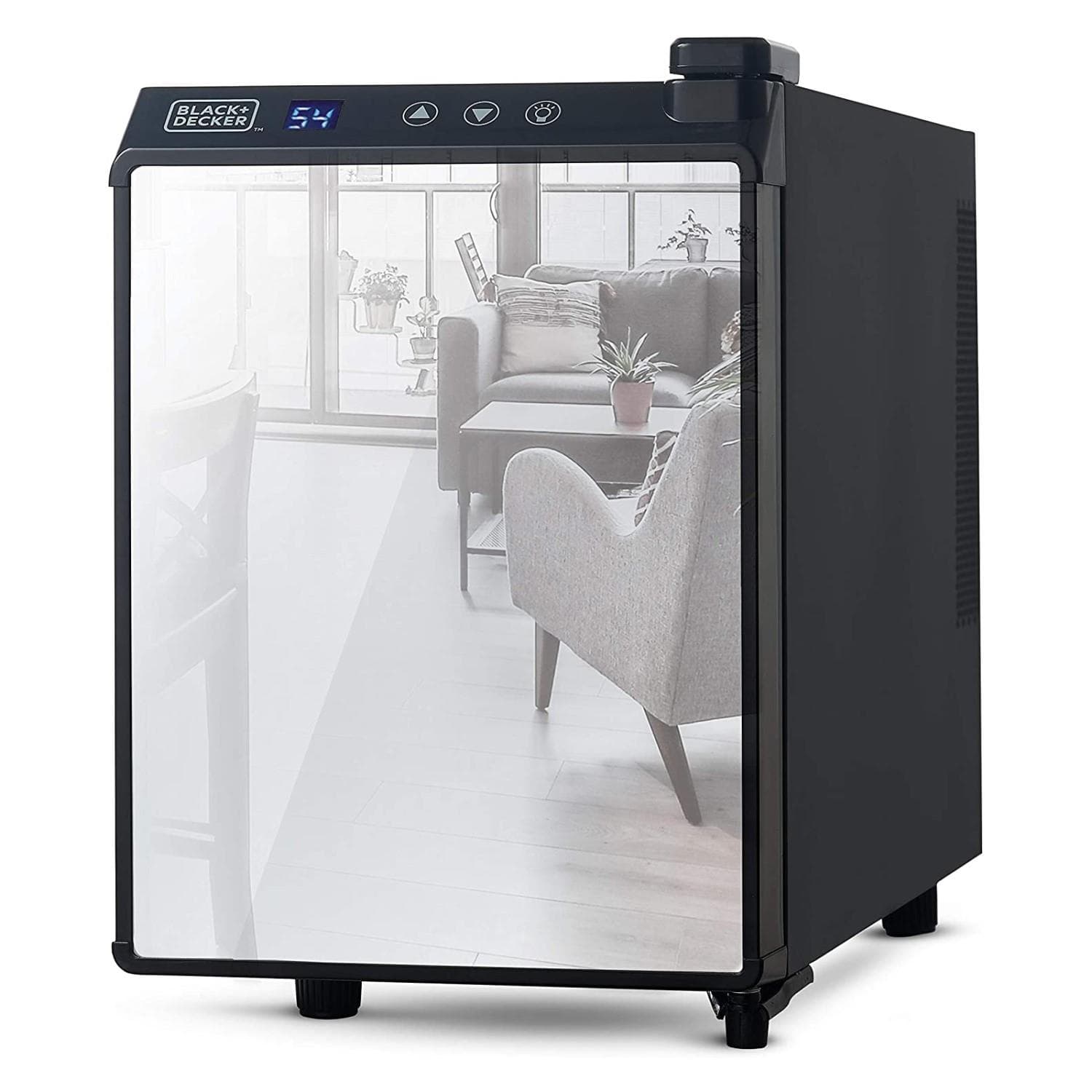 BLACK+DECKER 6 Bottle Wine Cellar, Thermoelectric With LED Display And Mirror Door - Black