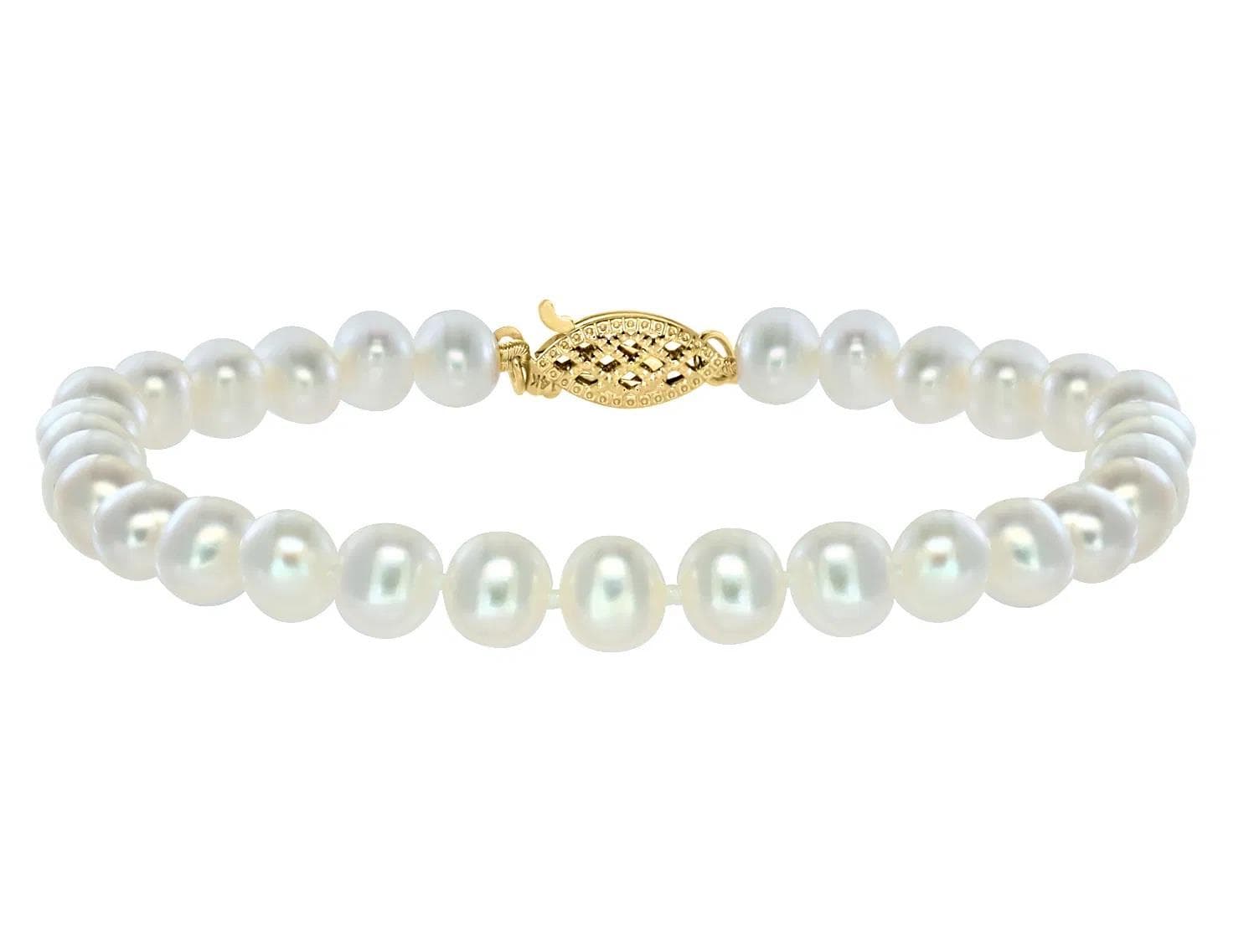 LALI Jewels 14K Yellow Gold White Fresh Water Pearl Bracelet