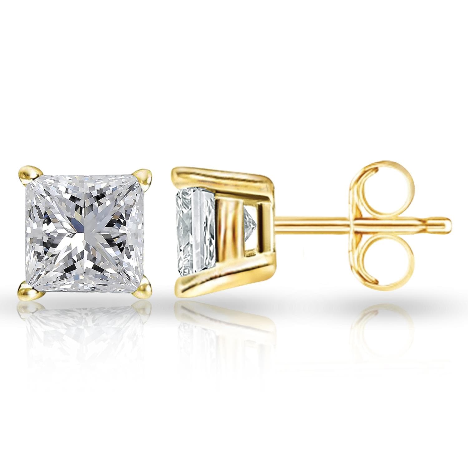 Princess cut Pushback Stud in 925 SS 0.25ct