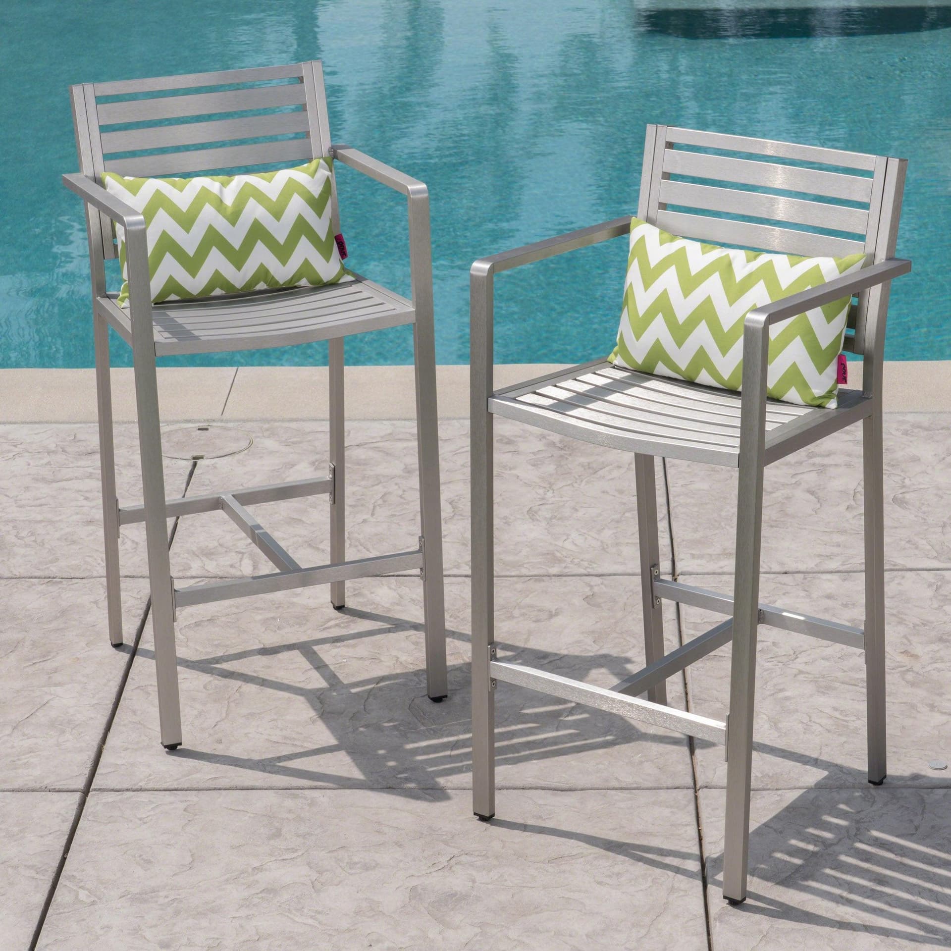Cape Coral Outdoor Aluminum 29.5" Barstool Set (2)