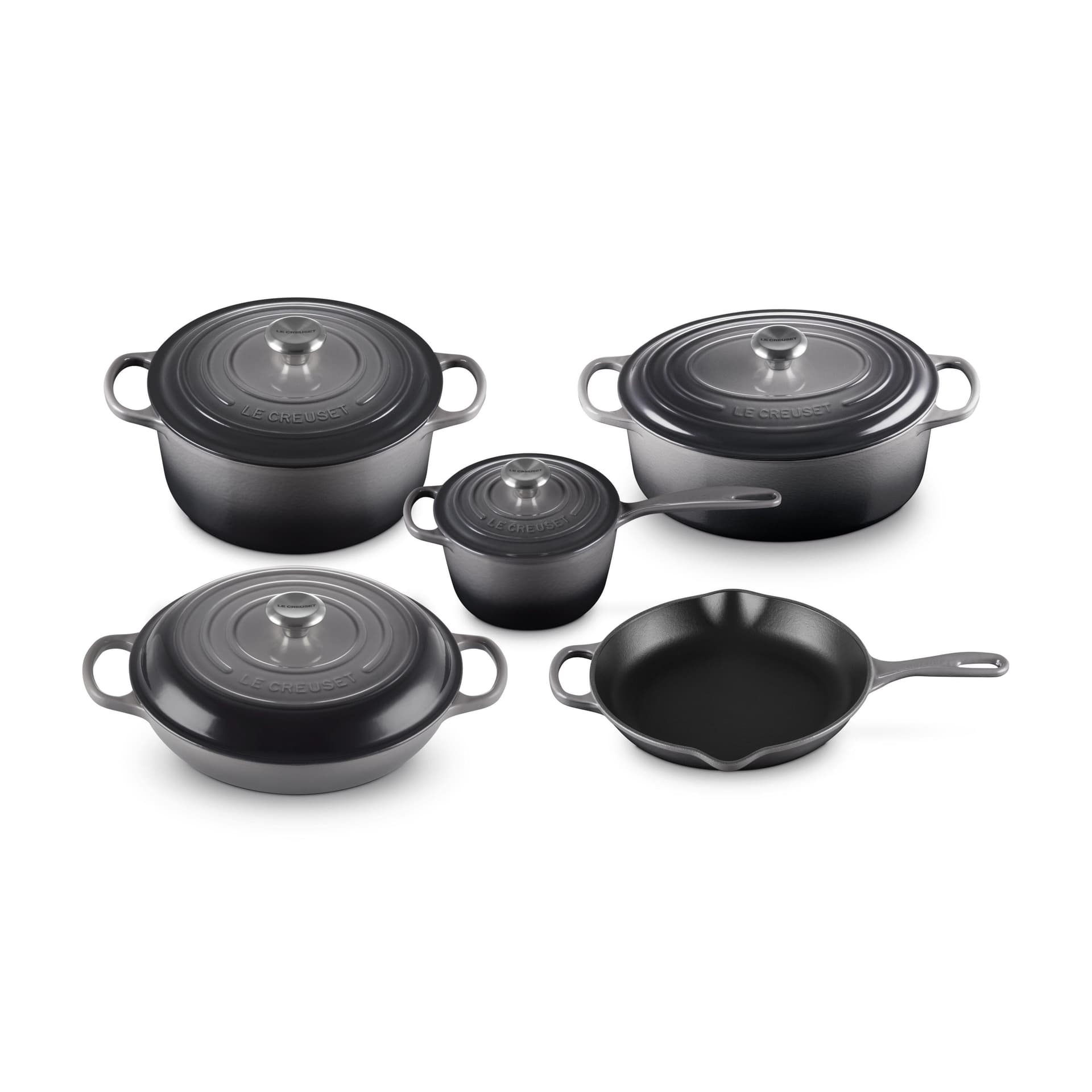 9pc Signature Cast Iron Cookware Set Oyster