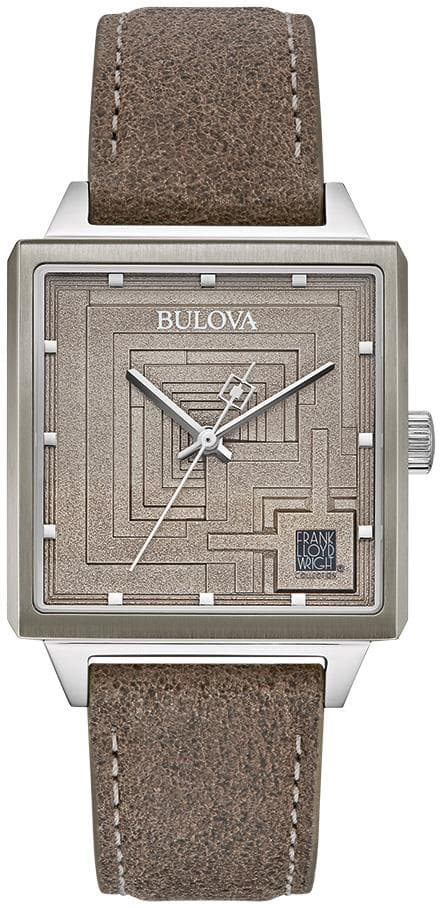 Men's Frank Lloyd Wright Leather Strap watch, Gray dial