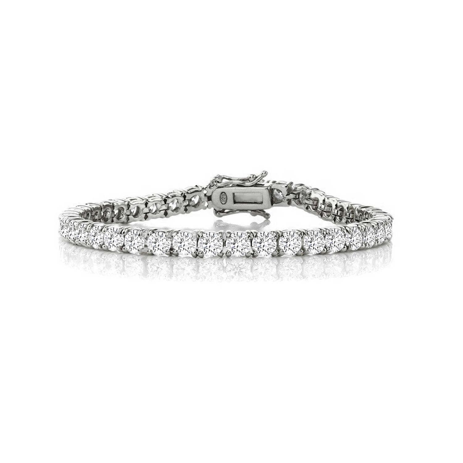 White Gold-Plated CZ Tennis Bracelet Size 7.25