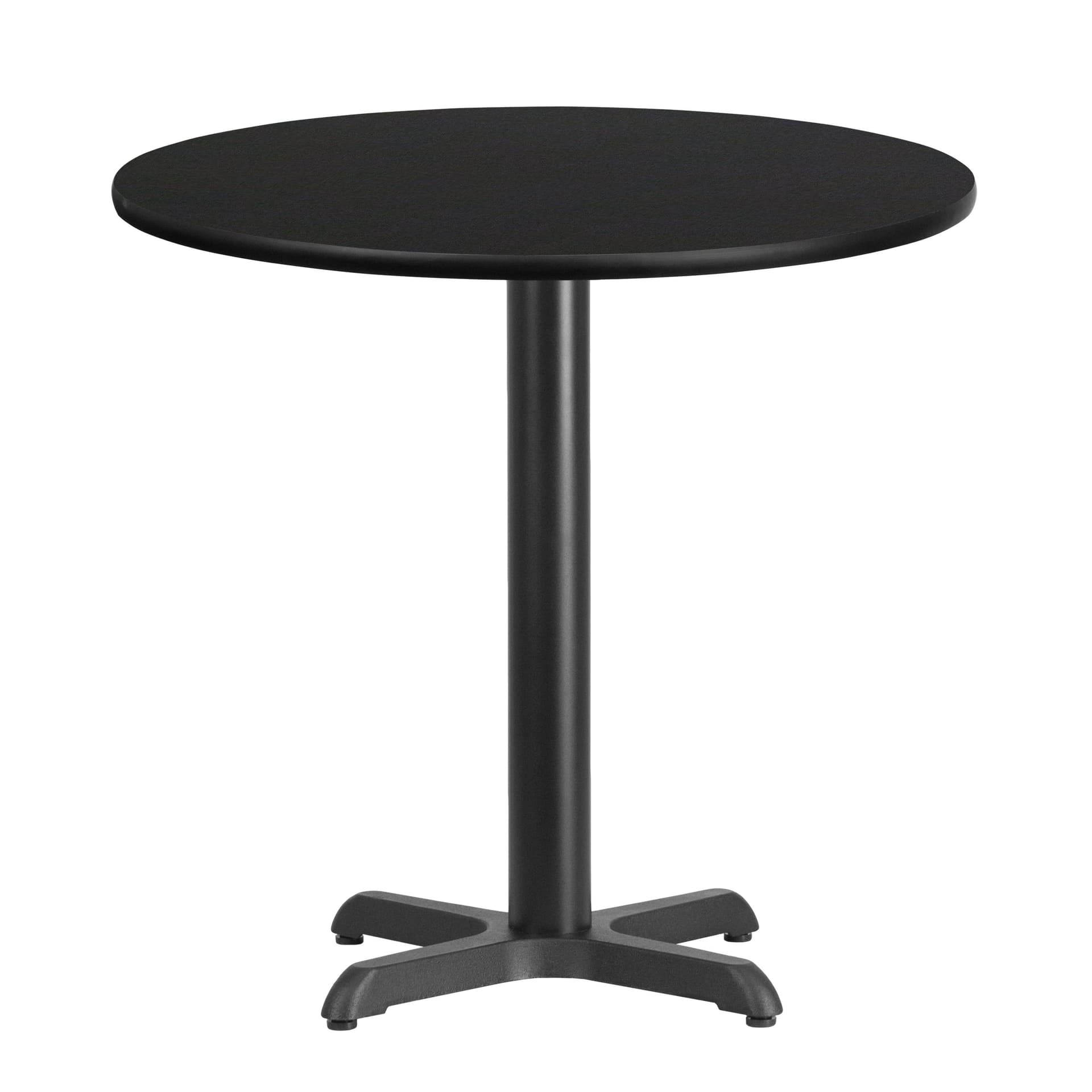 30" Round Black Laminate Table Top with 22" x 22" Table Height Base