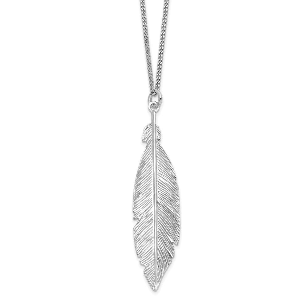 Sterling Silver Rhodium-plated Leaf Necklace