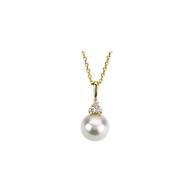 14K Yellow Freshwater Cultured Pearl & .06 CTW Diamond 18" Necklace