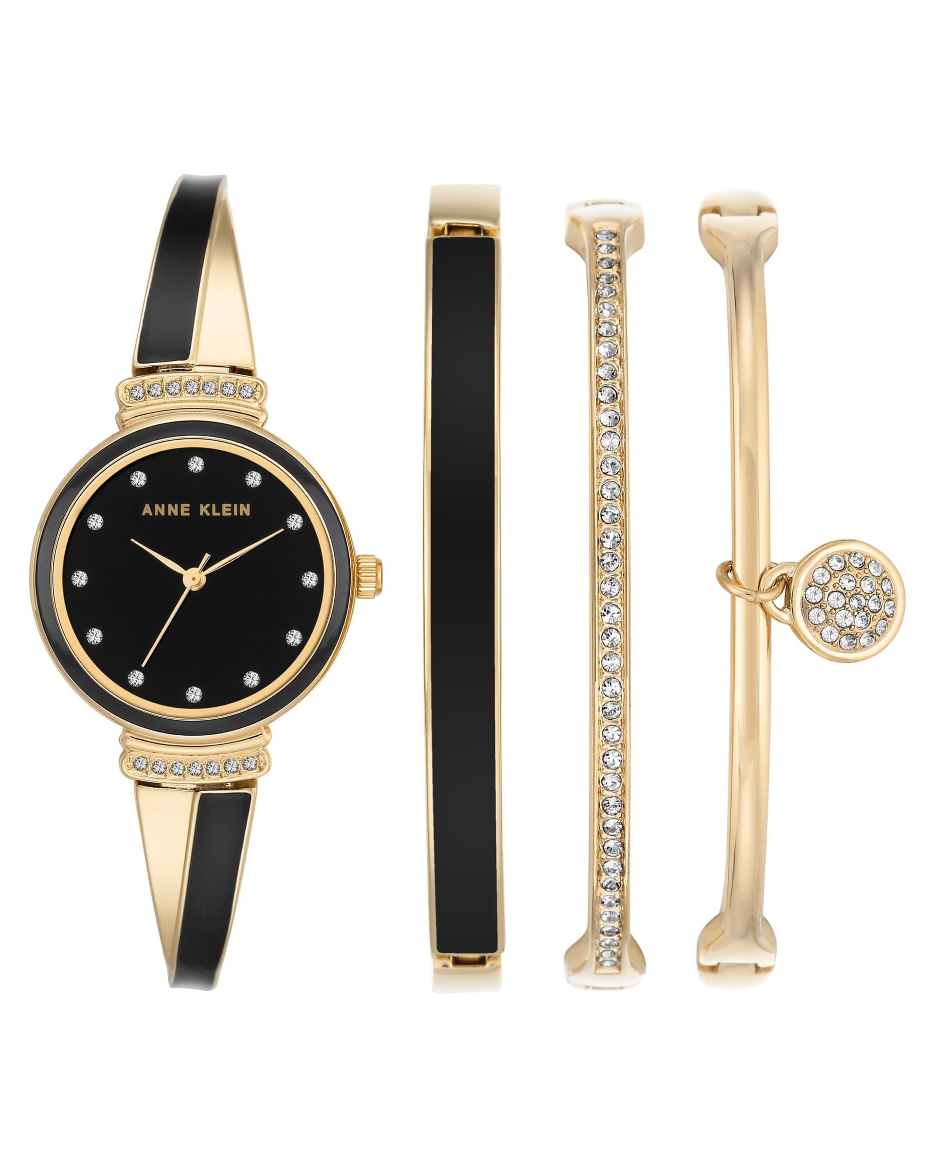 Women's Premium Crystal Accented Bangle Watch Set