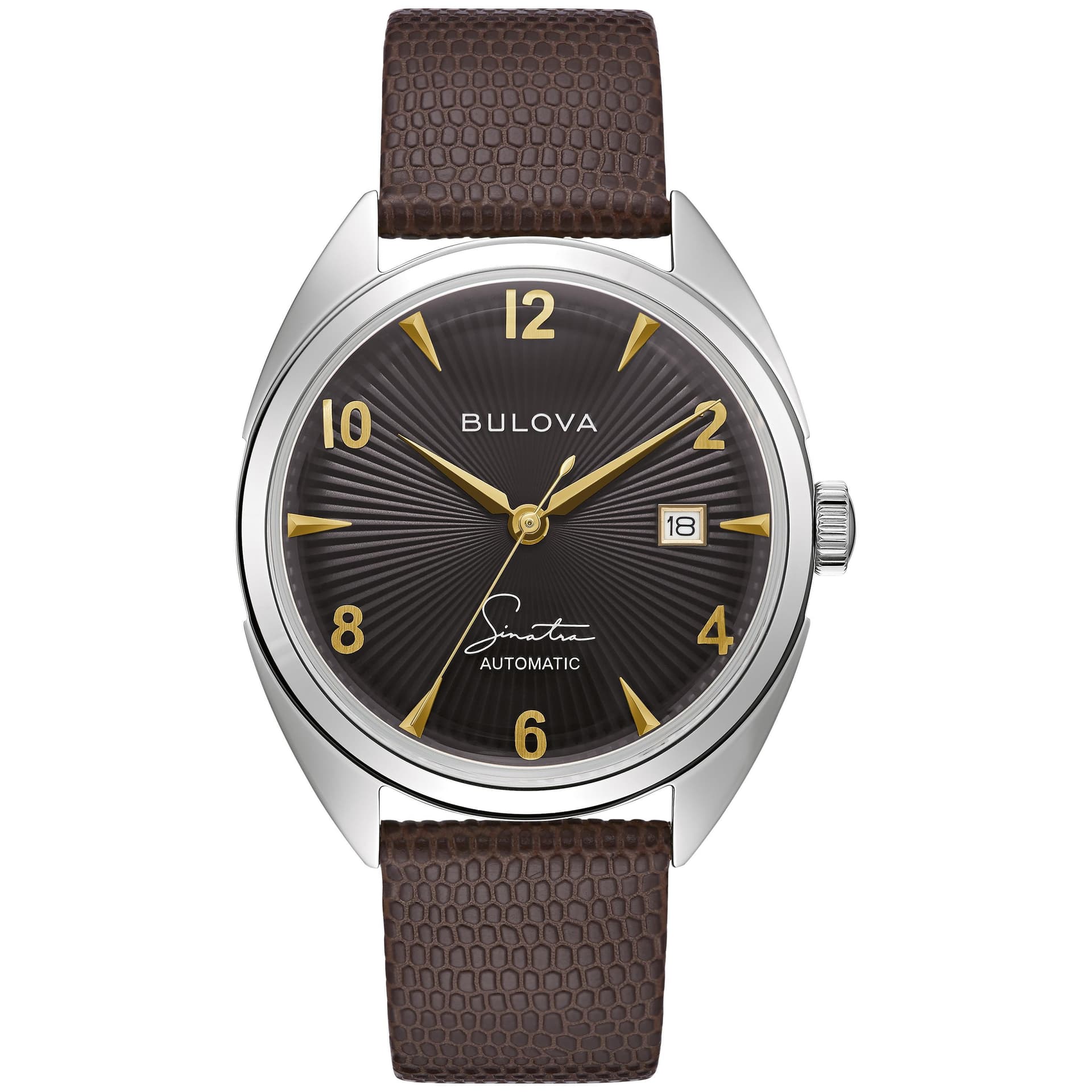 Men's Brown Lizard Strap with Black Dial