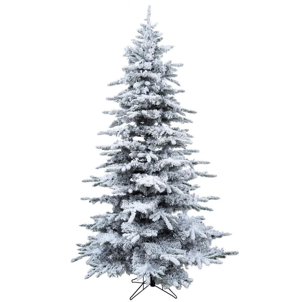 7.5-Ft Silverado Pine White Flocked Slim Christmas Tree with Metal Stand, No Lights