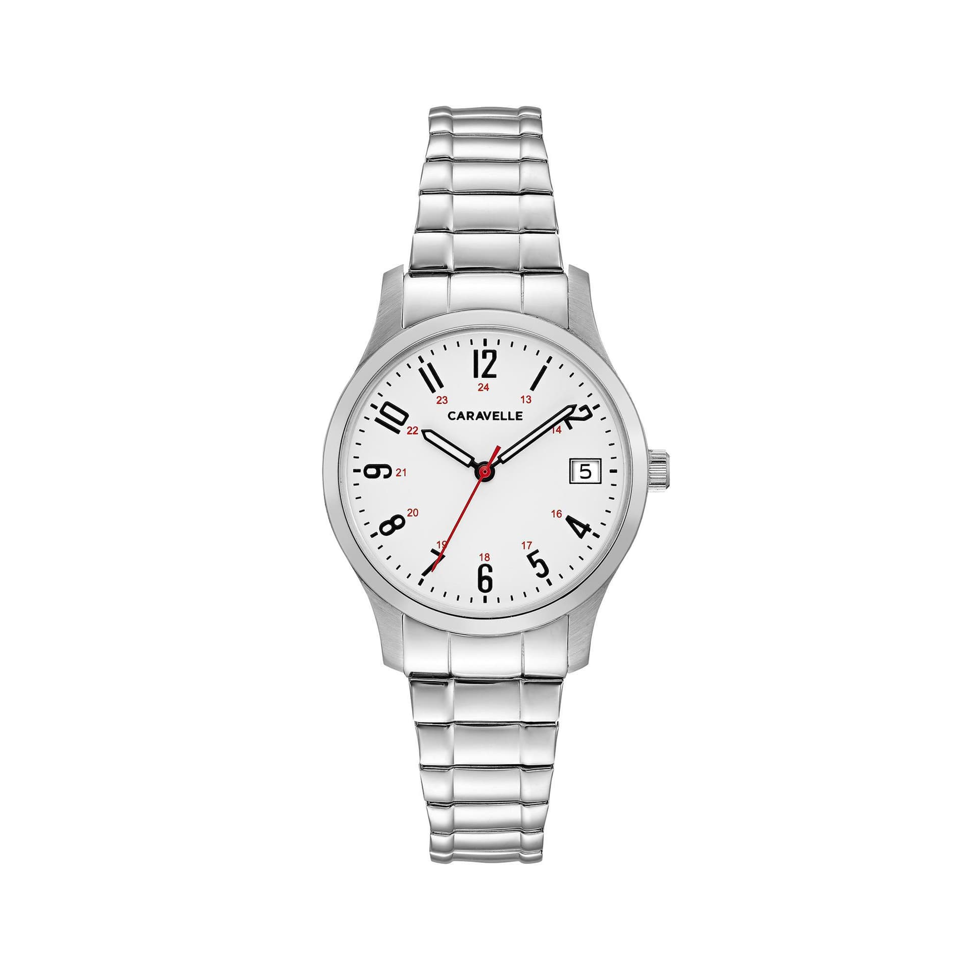 Ladies' Silver-Tone Stainless Steel Comfort-Fit Watch White Dial
