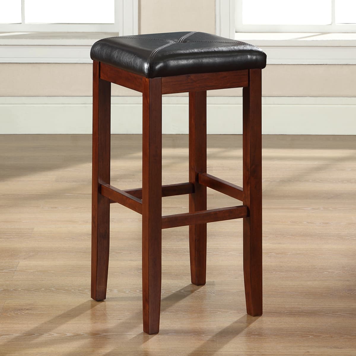 Upholstered Square Seat 2-Piece Bar Stool Set