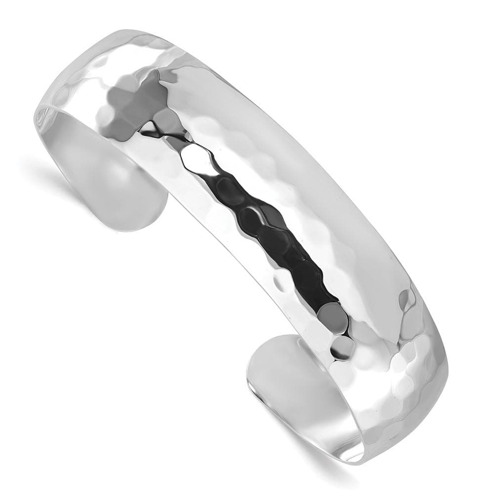 Sterling Silver Polished Hammered Slip-on Bangle