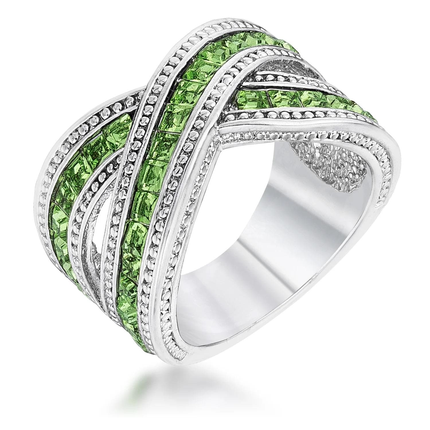 Criss-Crossing Green Statement Ring(10)