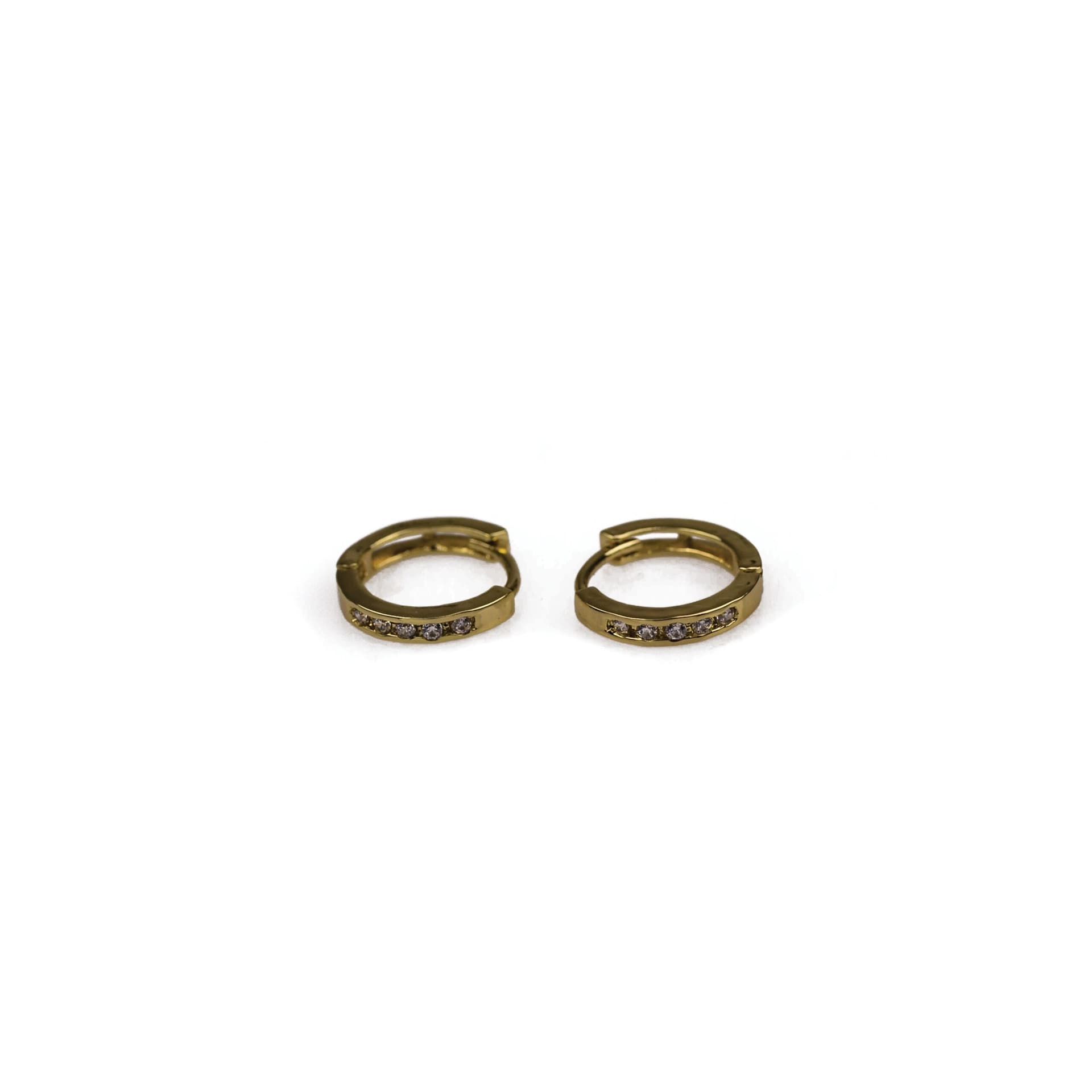 18K Gold Plated Thin Hoop Earrings with CZ Accents