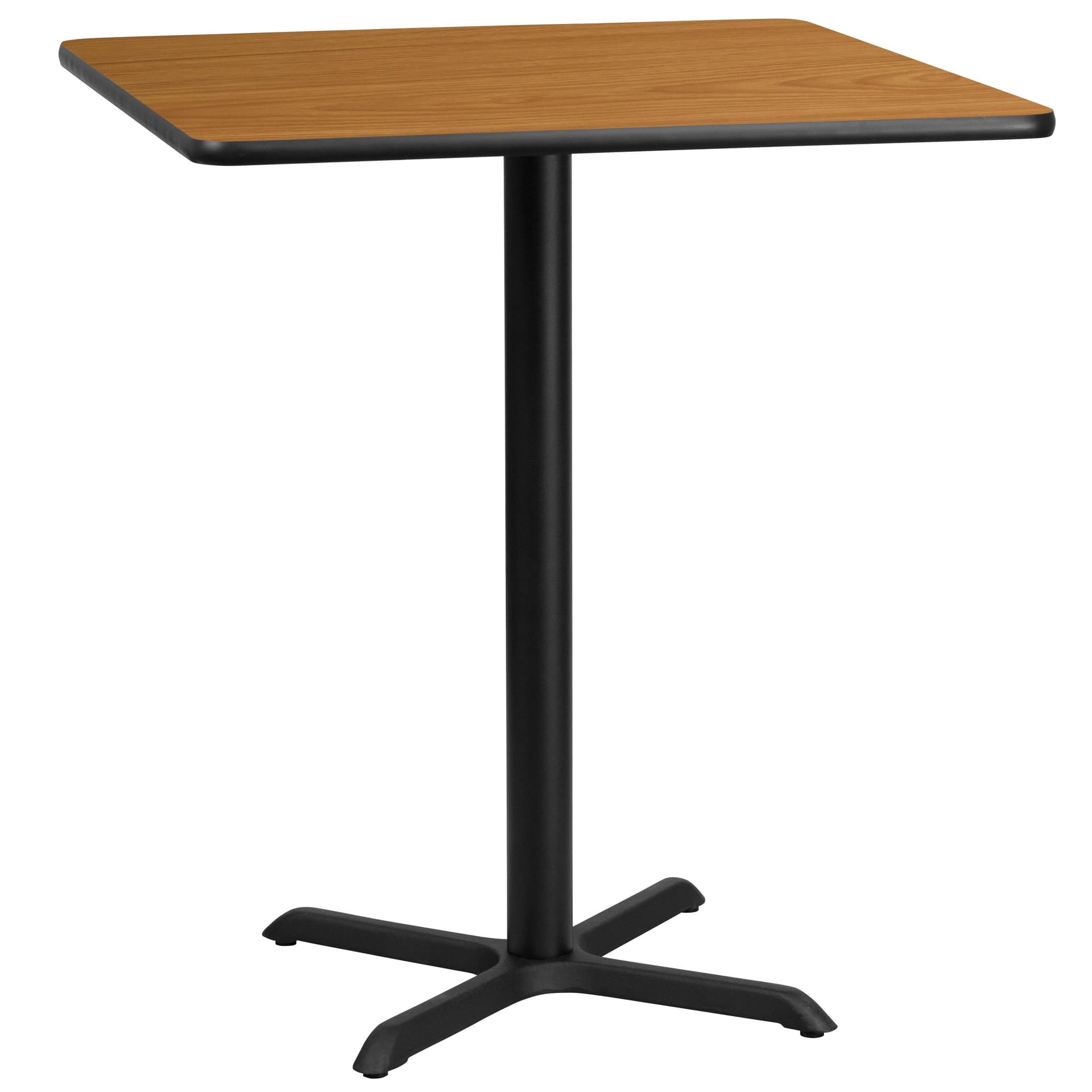 36" Square Natural Laminate Table Top with 30" x 30" Bar Height Table Base