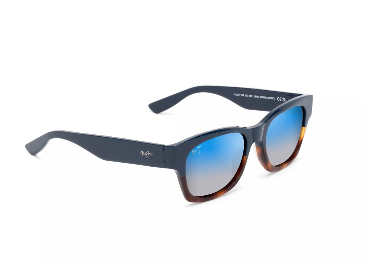 Valley Isle Polarized Sunglasses Navy Frame Dual Mirror Lens