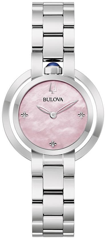 Ladies Rubaiyat Silver-Tone Stainless Steel Watch Pink MOP Dial