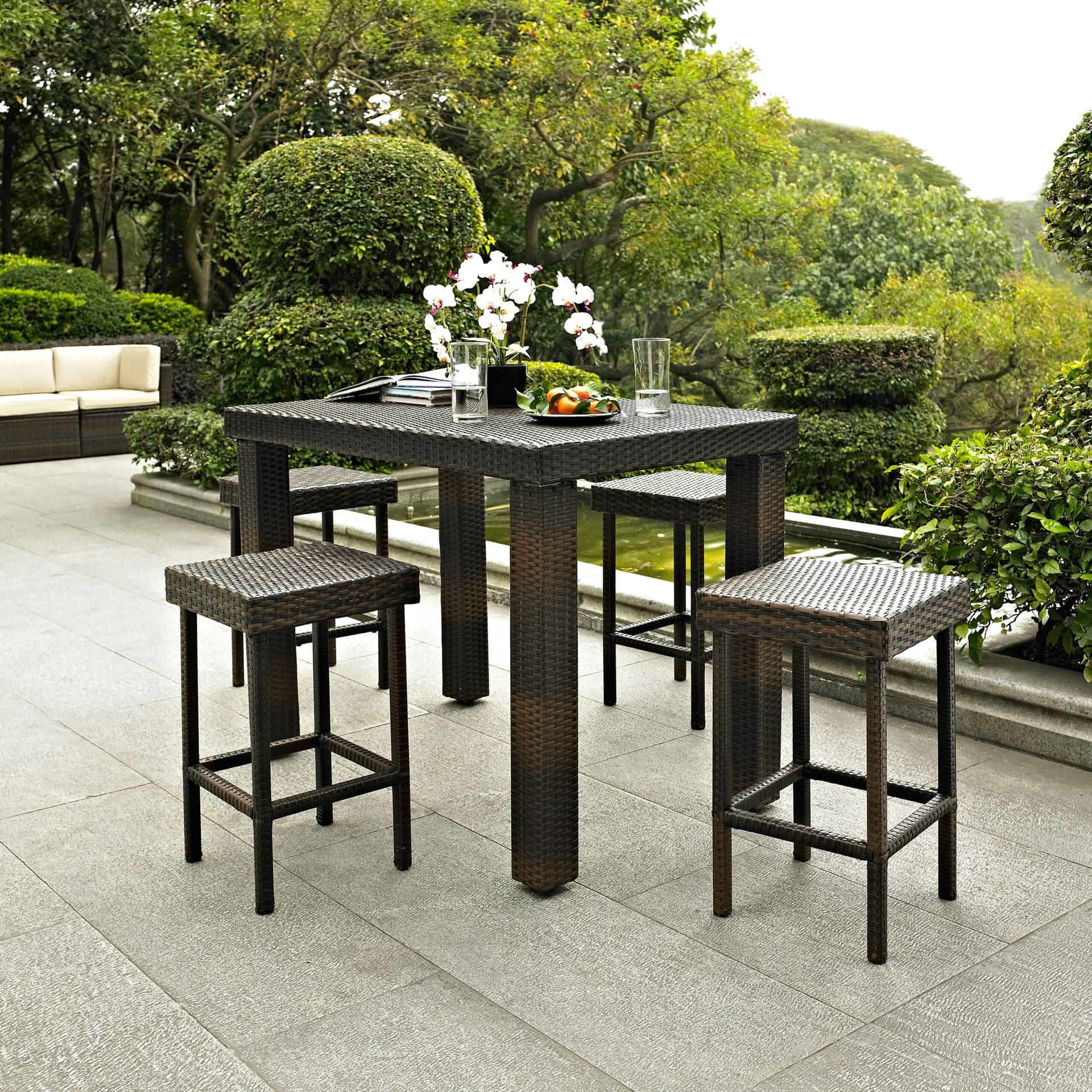 Palm Harbor 5Pc Counter Height Wicker Outdoor Dining Set