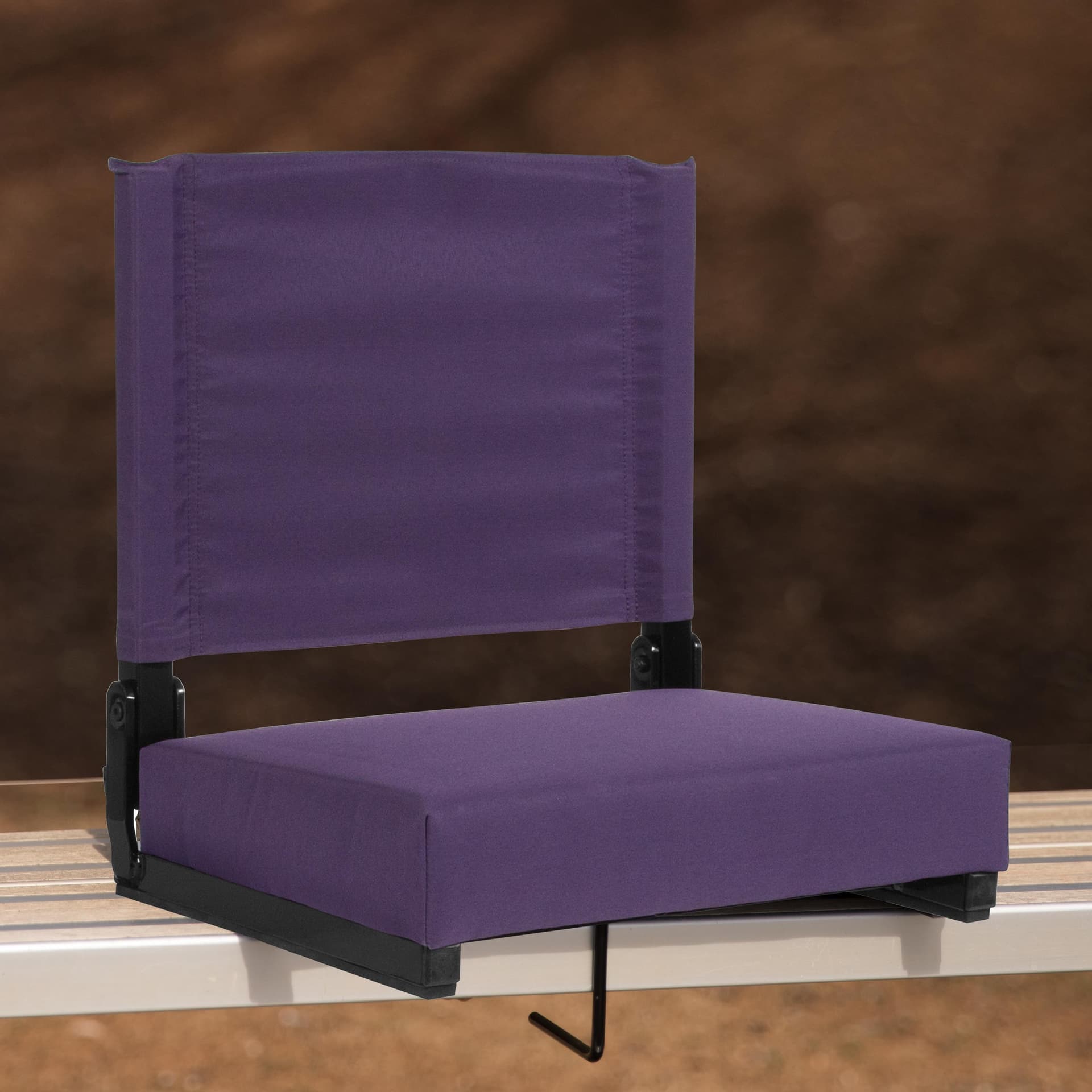 500 lb. Rated Lightweight Stadium Chair-Handle-Padded Seat, Dark Purple