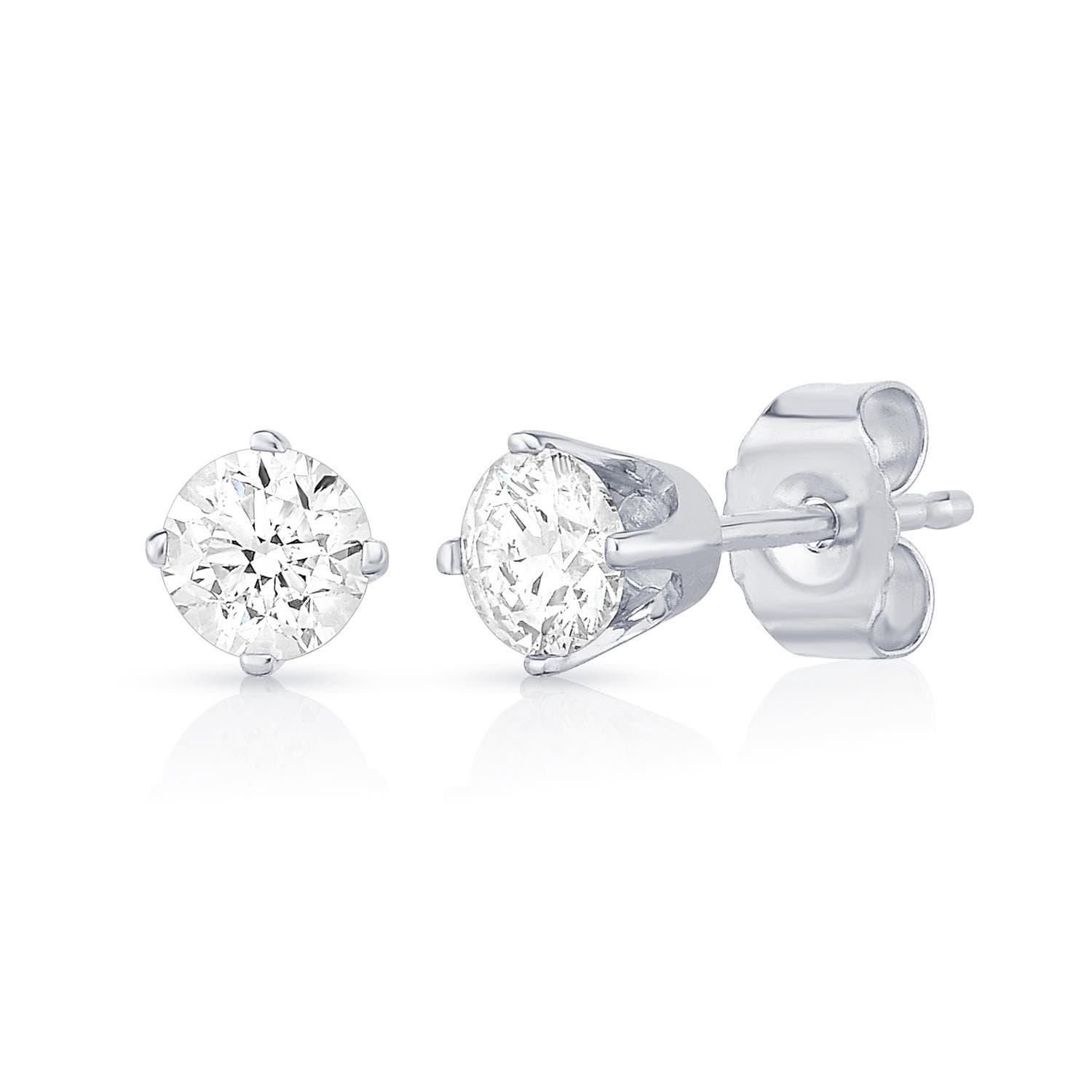 14k White Gold Diamond Solitaire Earrings .40twt