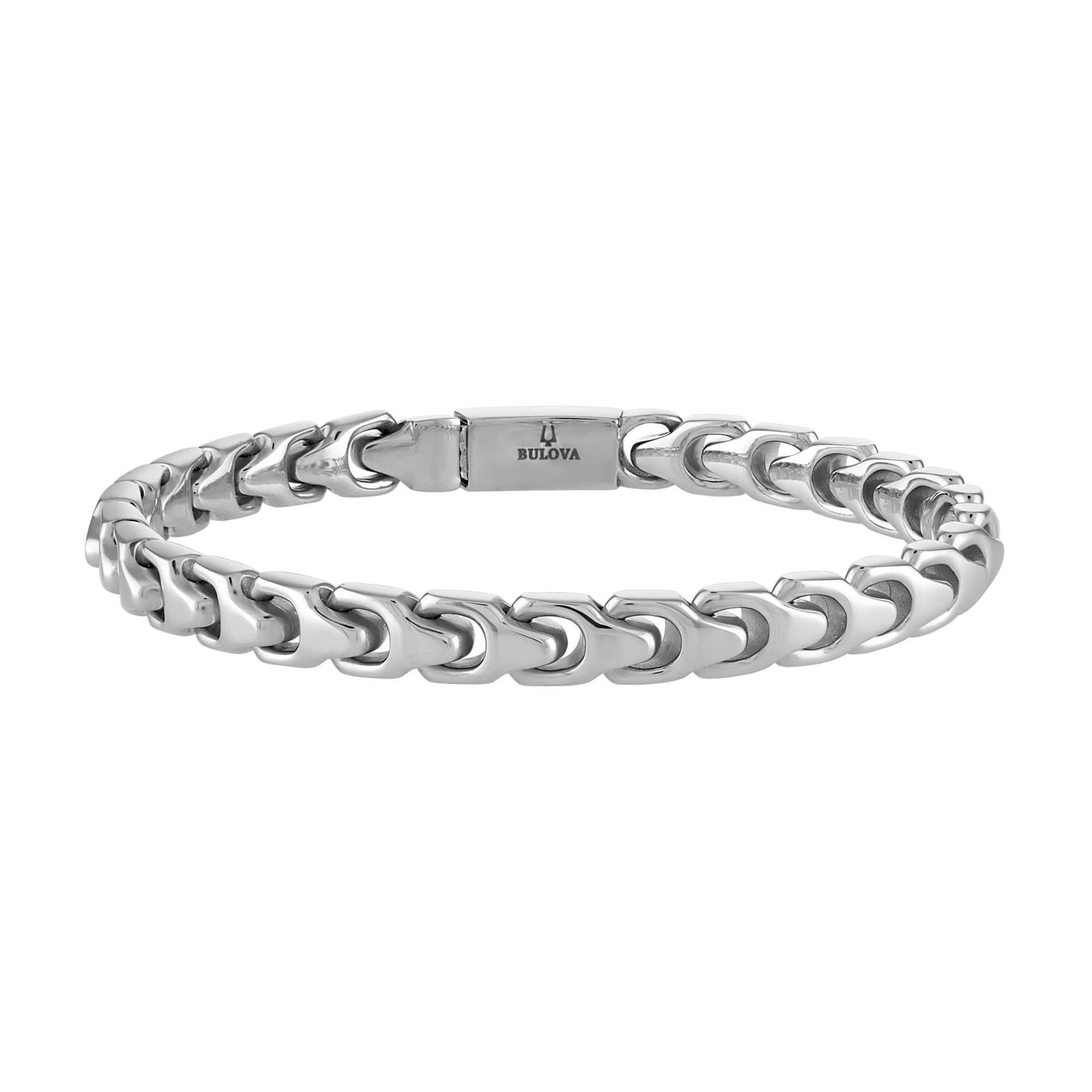 Bulova Link  8mm Silver-Tone Stainless Steel Bracelet 8.5"