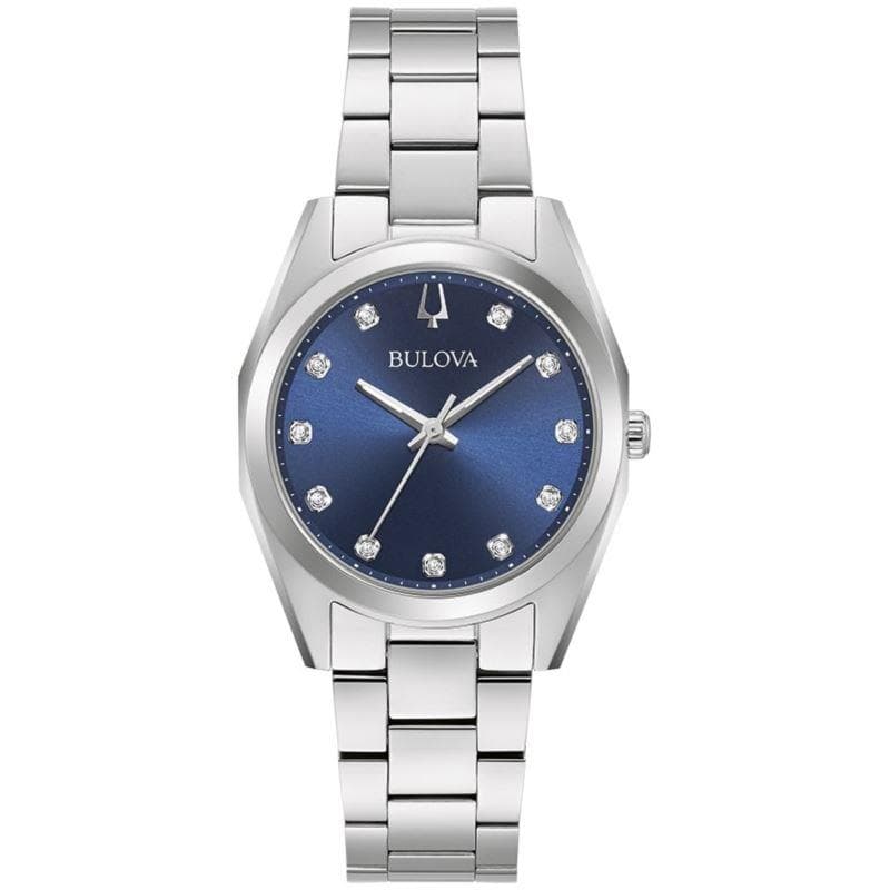 Ladies' Surveyor Silver-Tone Stainless Steel Watch Blue Dial