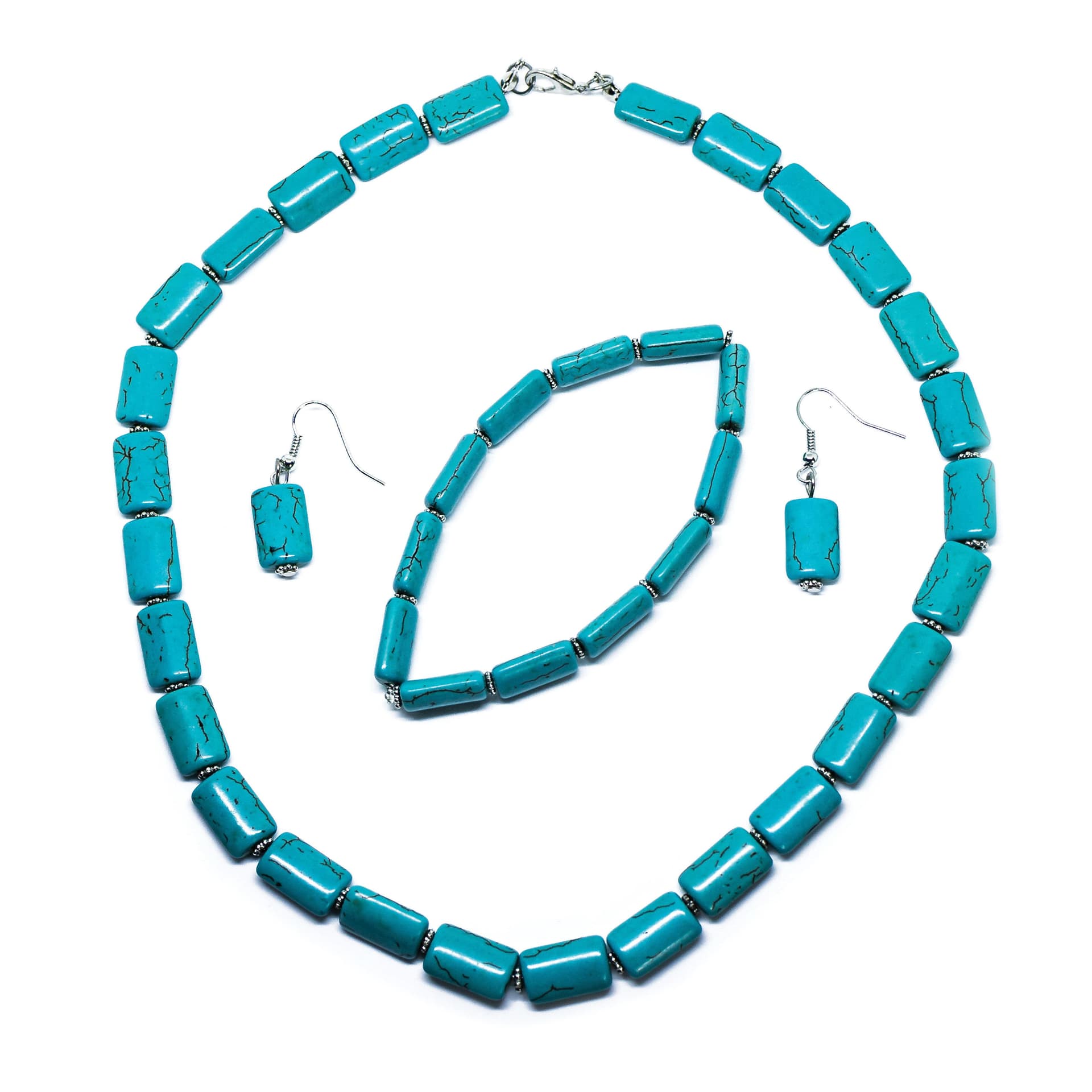 Turquoise Necklace, Bracelet, and Earrings Set