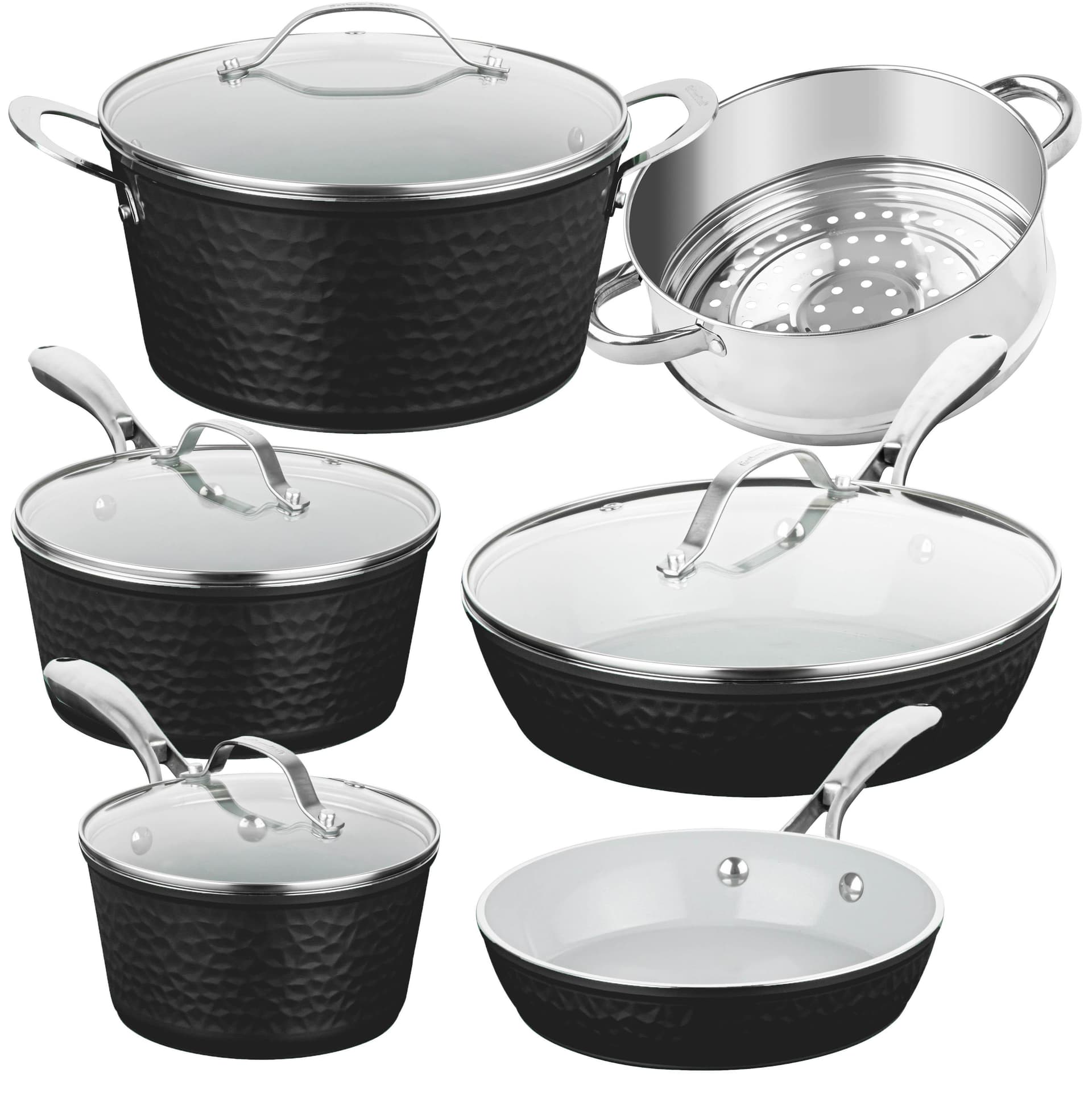 Hammered Pots and Pans Set Size 10 Piece Set