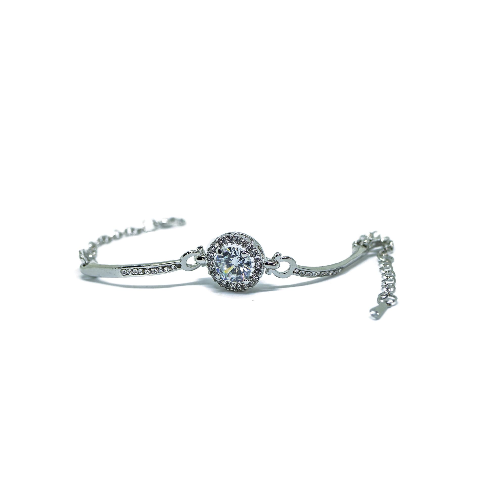 White Gold Halo CZ Bracelet