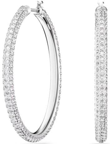 Swarovski Stone Pierced Hoop Earrings