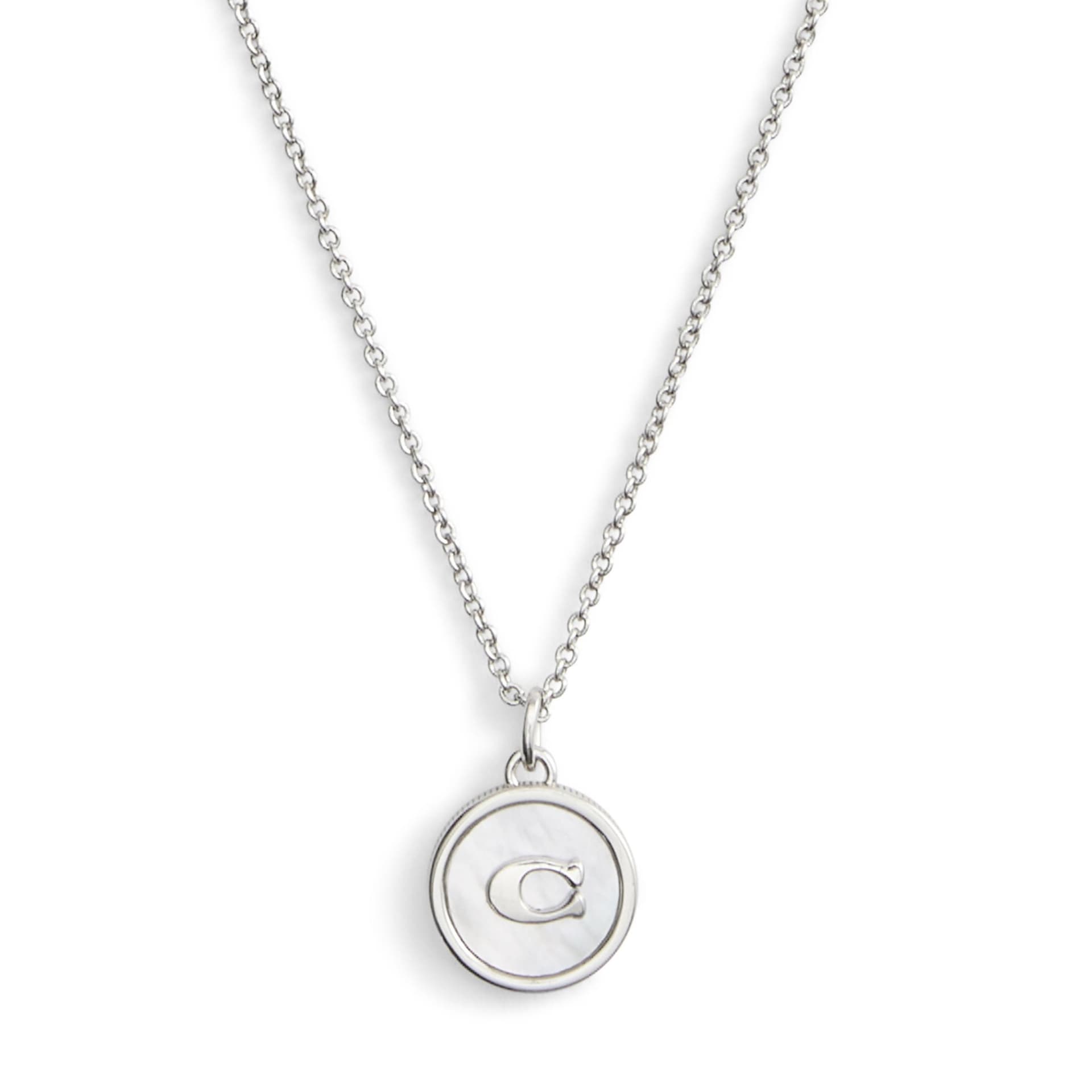 Mother of Pearl Coin Pendant - Cream/Rhodium