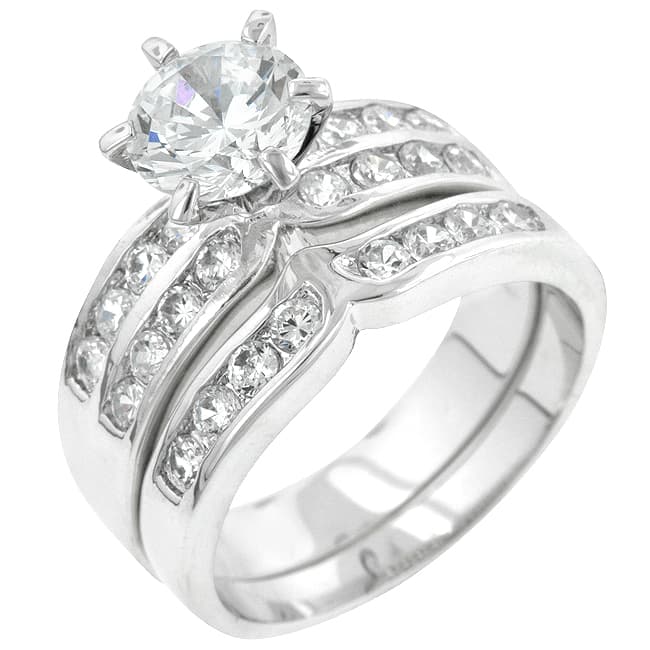 Silver Tone Classic Engagement Ring Set(10)