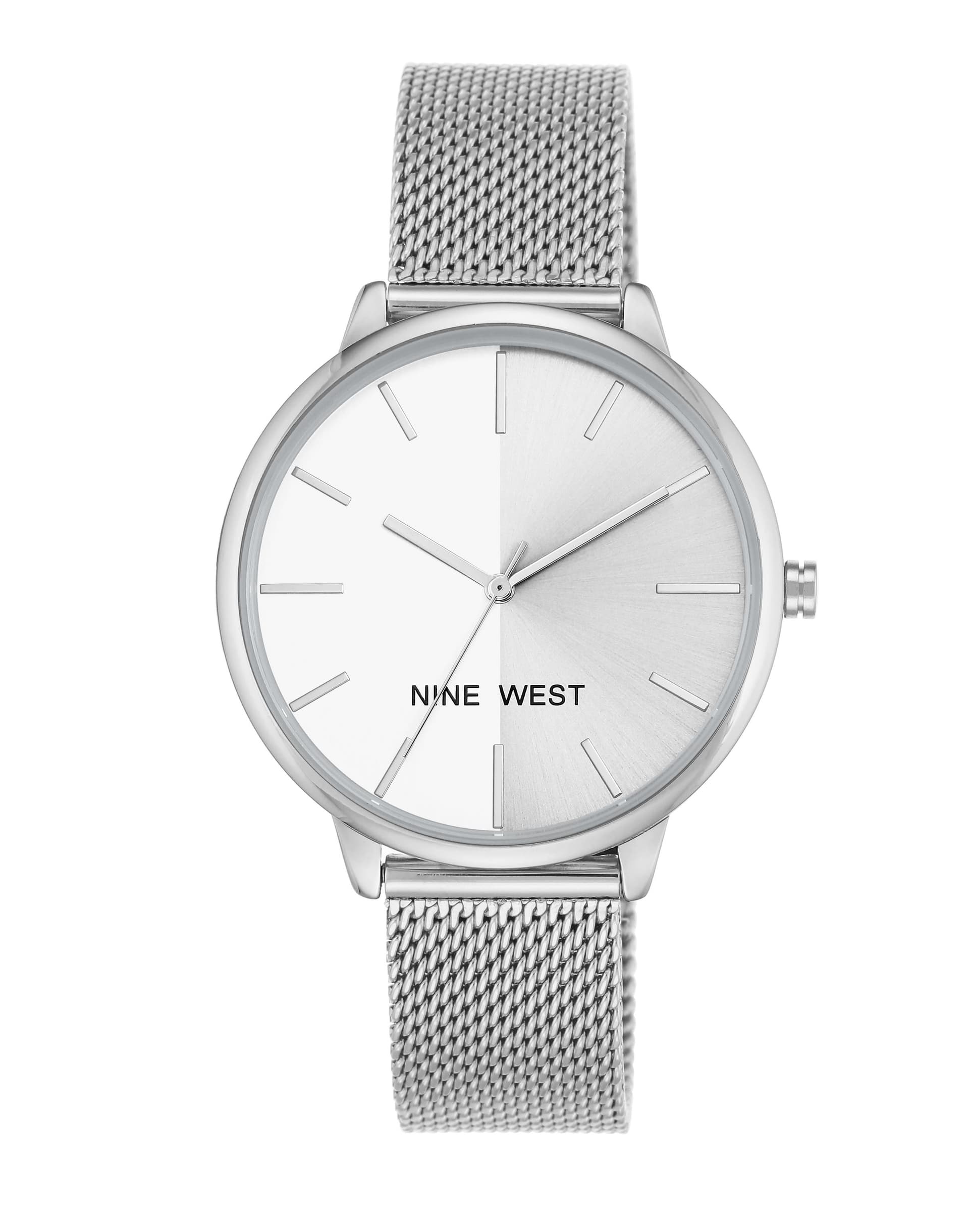 Women's Silver Sunray Dial Mesh Bracelet Watch