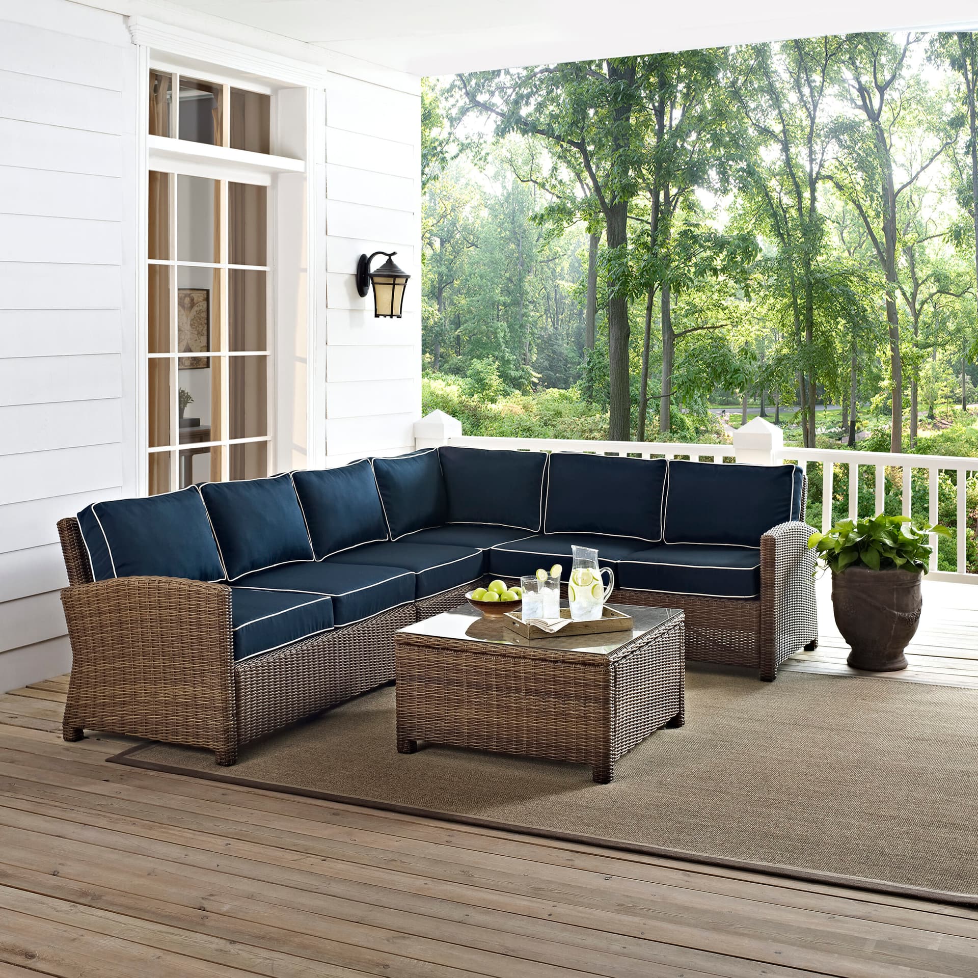 Bradenton 5Pc Wicker Outdoor Sectional Patio Furniture Set