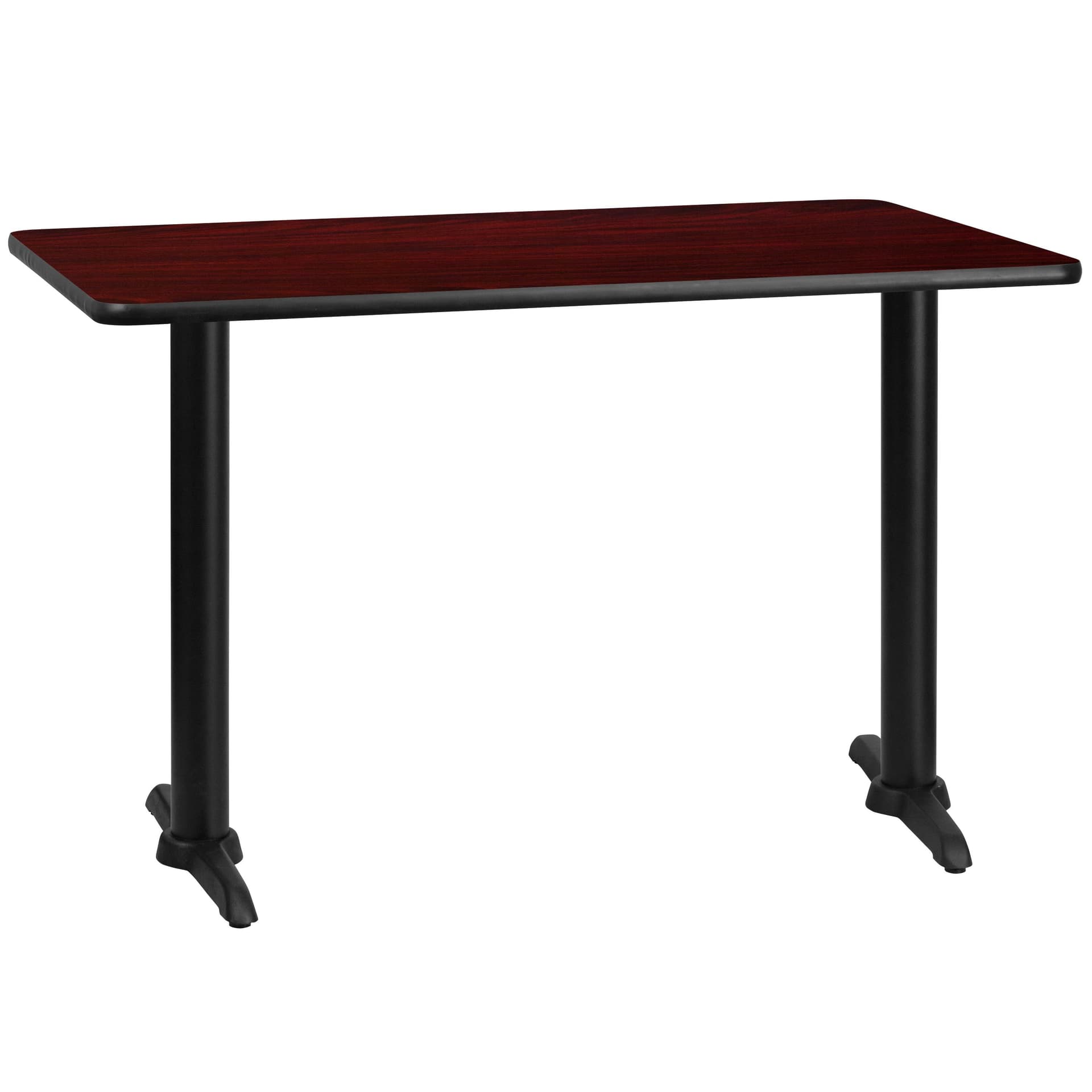 30" x 48" Mahogany Laminate Table Top with 5" x 22" Table Height Bases