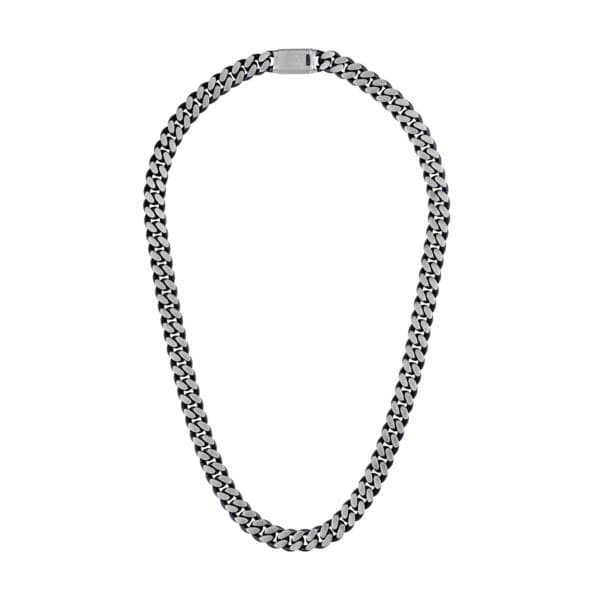 Classic 10mm Blue & Steel Curb Chain Necklace 24"