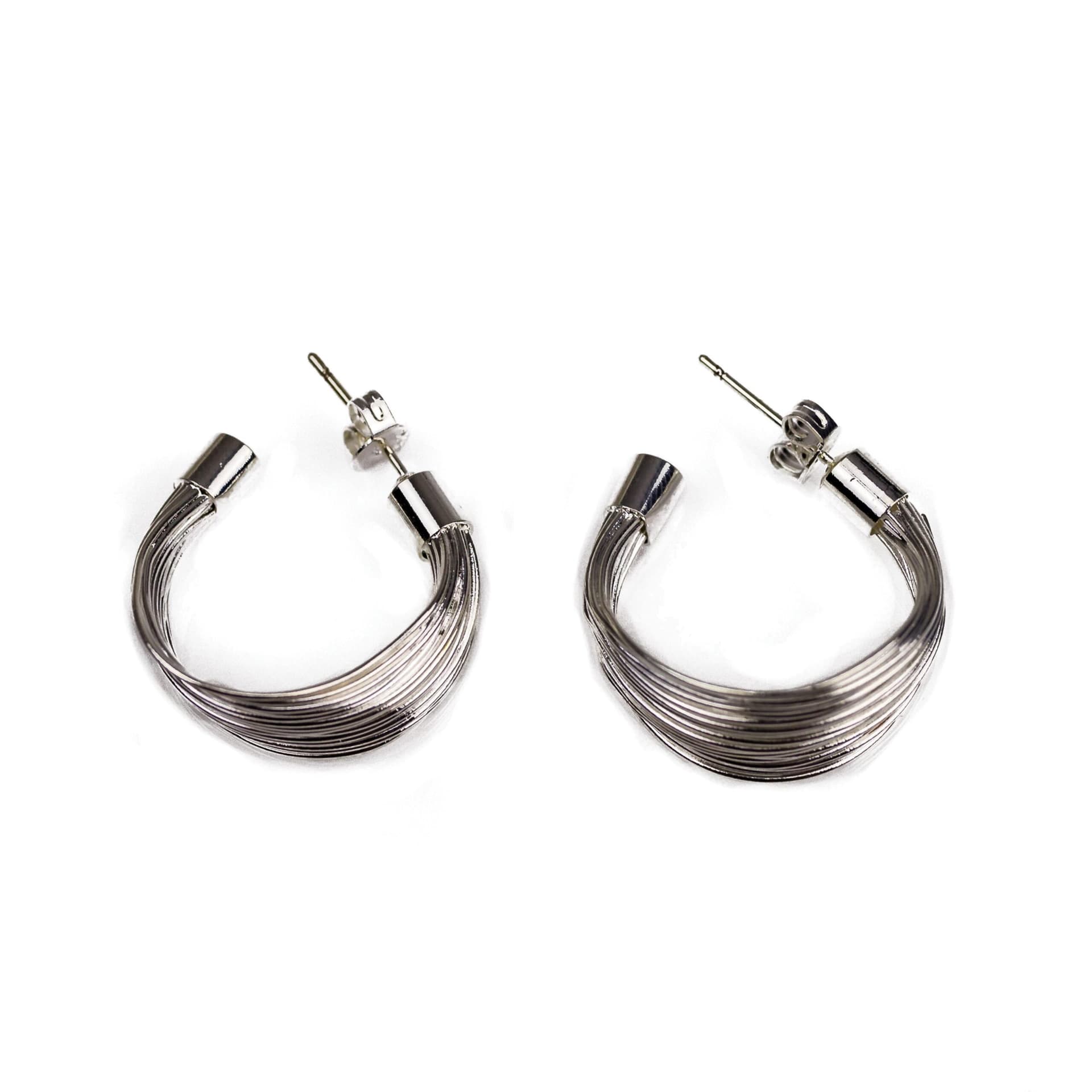 Silver plated Coil Wire Hoop Earrings