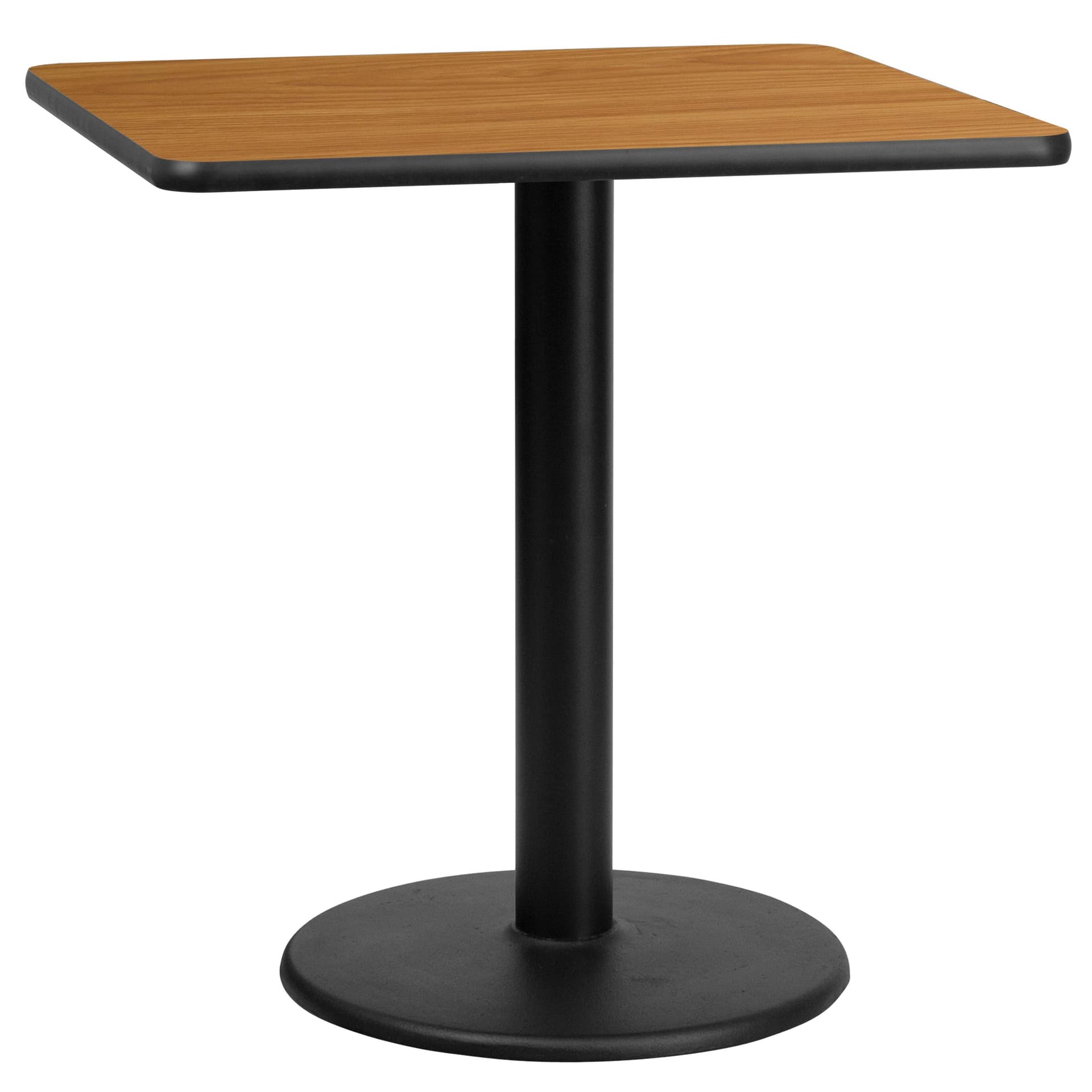 30" Square Natural Laminate Table Top with 18" Round Table Height Base