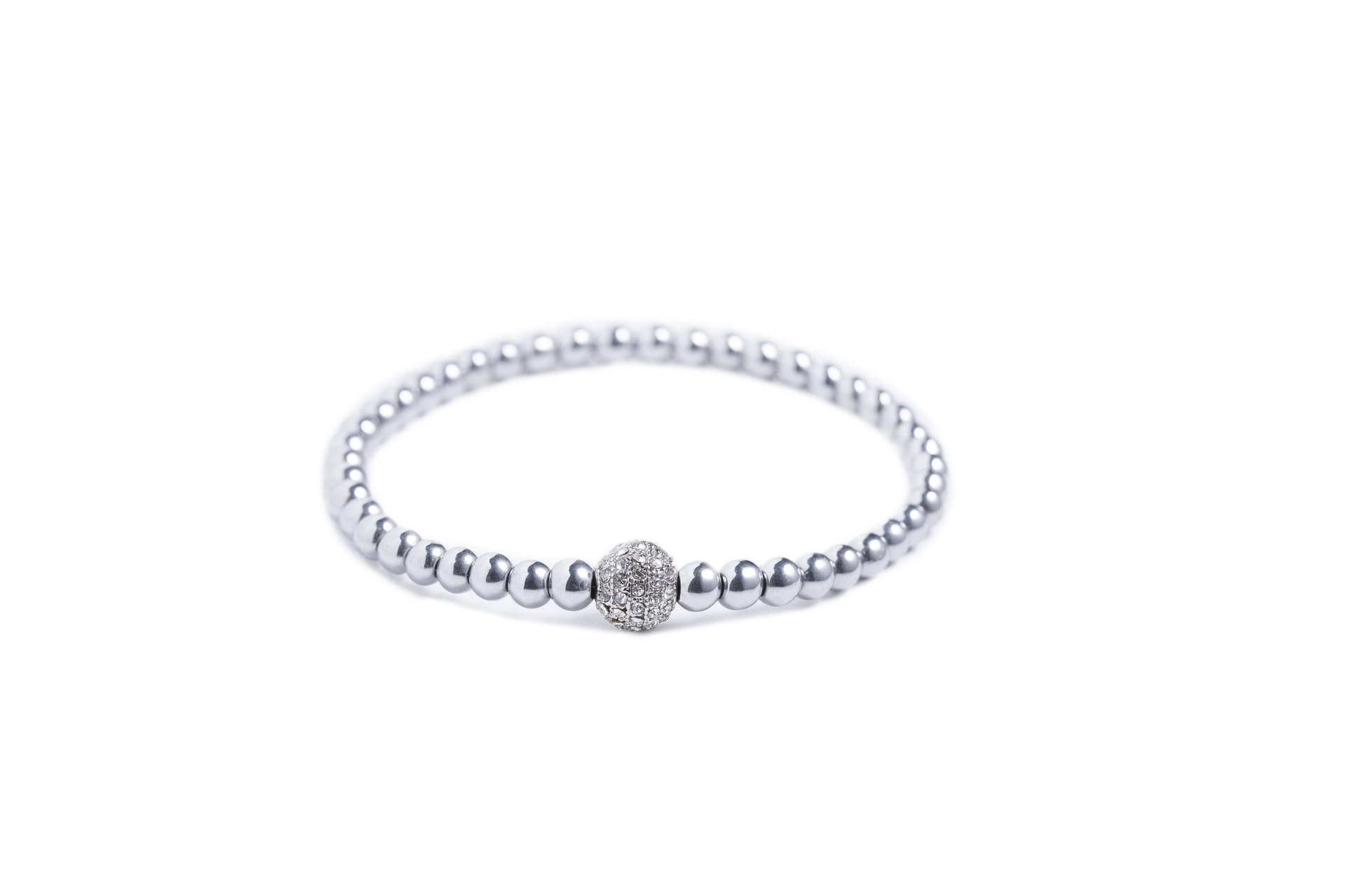Allure Rhodium Bead Stretch Bracelet