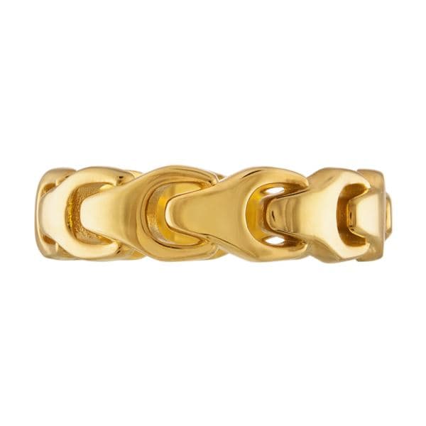 Link Sterling Silver Band Ring Gold Plated - Size 11