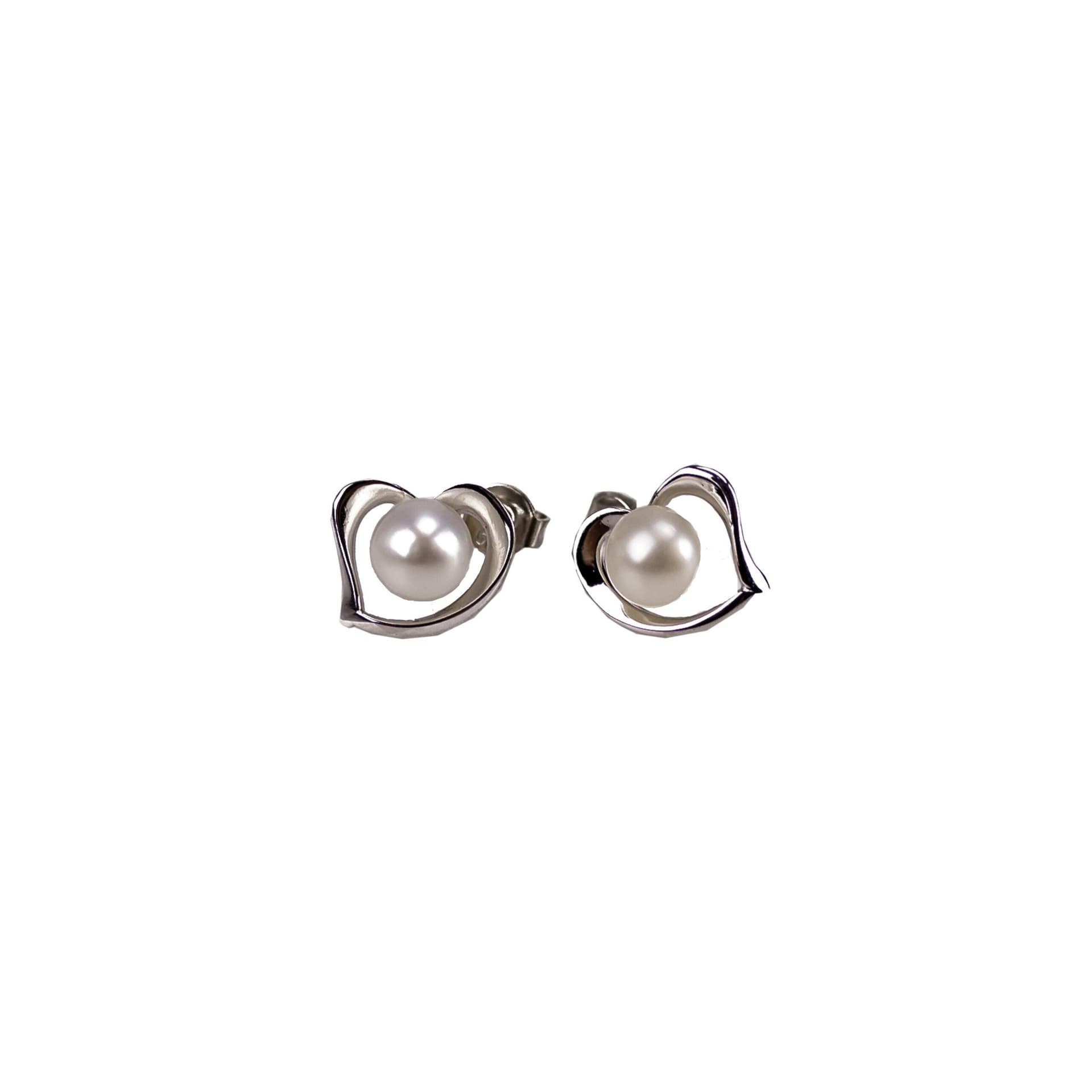 Center Pearl Heart Earrings