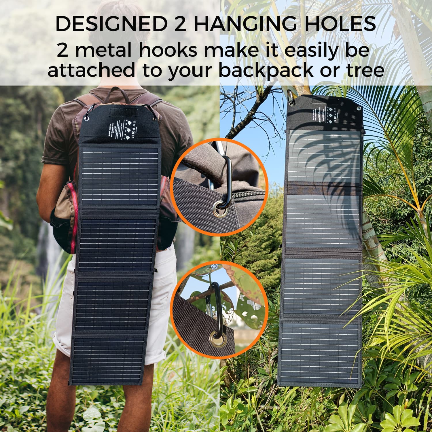 Foldable Portable Solar Charging Panel Charges Power Stations and Personal Electronics, 3 Outputs Type-C/USB QC3.0/DC for Multi Devices, High Conversion Efficiency