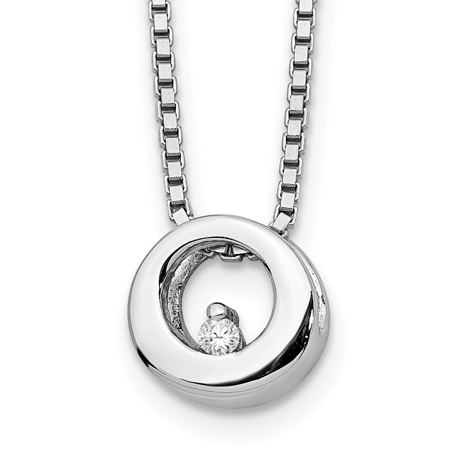 White Ice Sterling Silver RH Plated White Ice .02ct Diamond Circle 18" Necklace