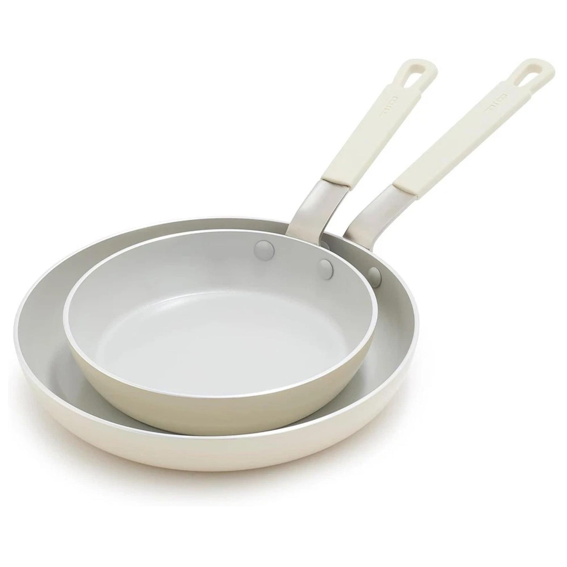Professional Ceramic Nonstick Aluminum 2pc Frypan Set Cream