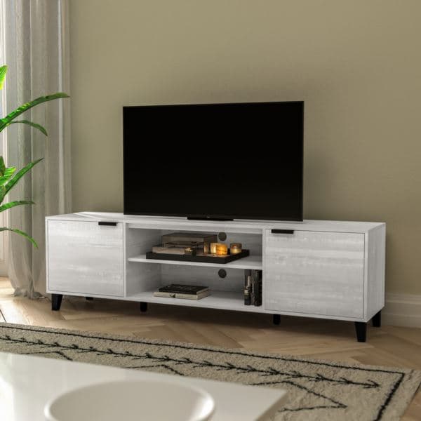 TV Stand for up to 70" TV's with Adjustable Shelves and Closed Storage - Gray